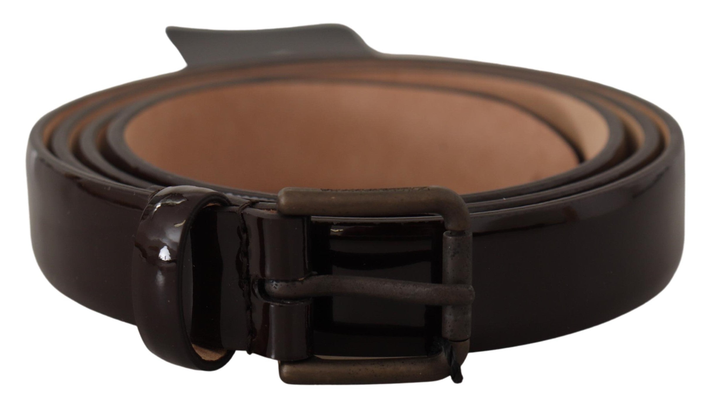 Dolce & Gabbana Black Patent Leather Logo Metal Waist Buckle Women's Belt
