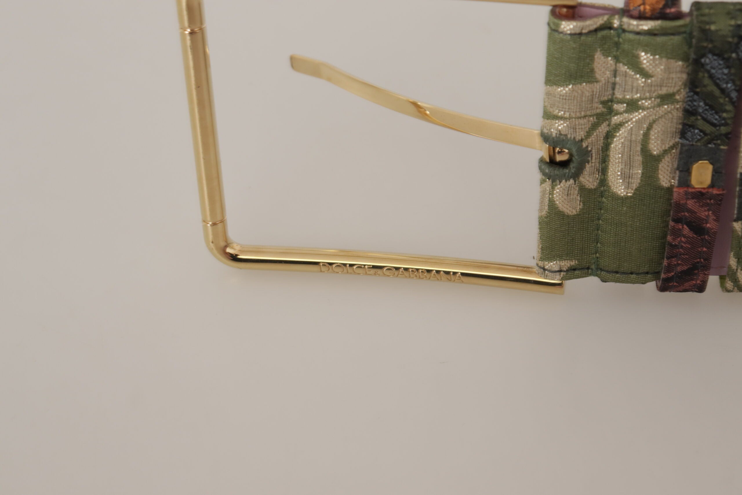 Dolce & Gabbana Multicolor Leather Embroidered Gold Metal Buckle Women's Belt