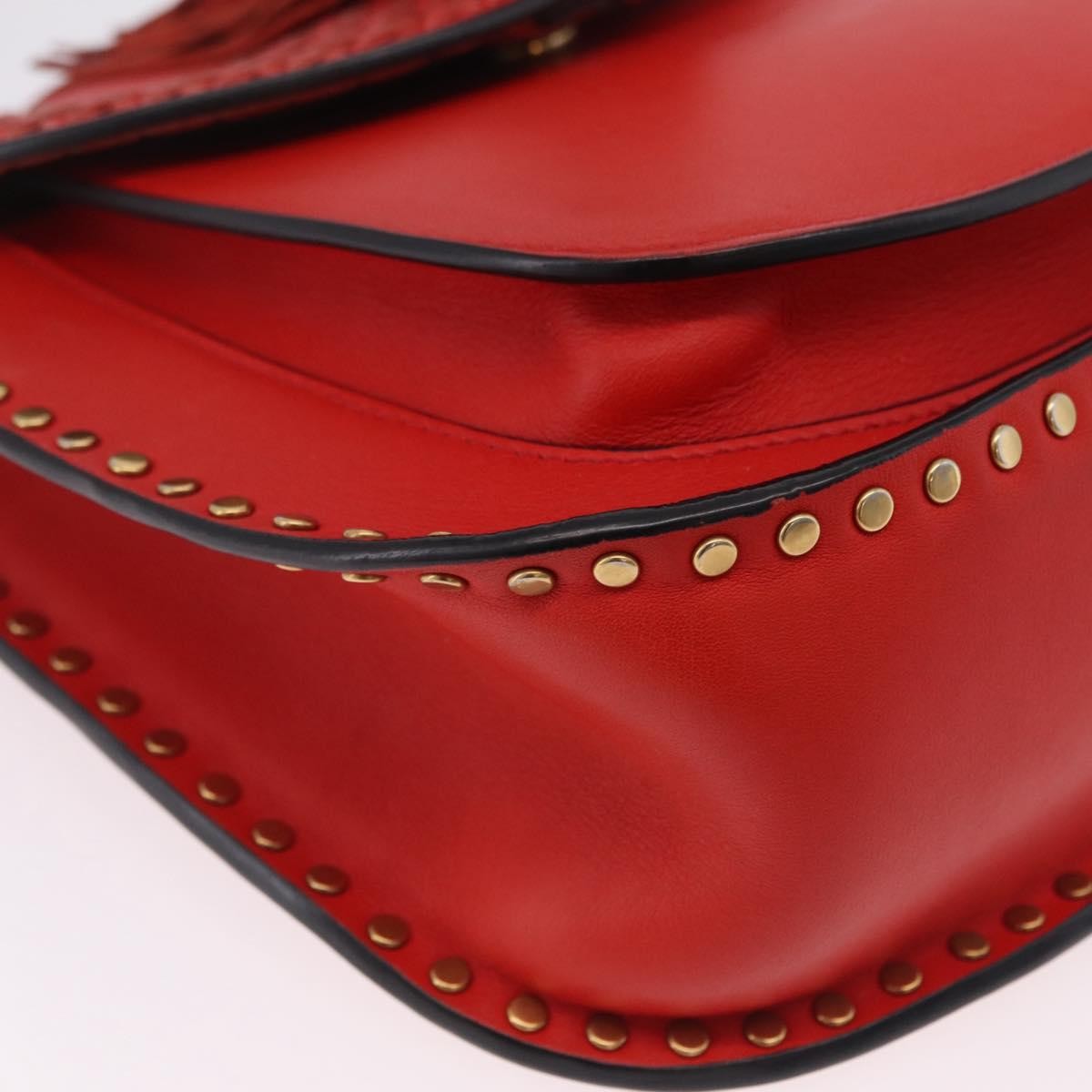 Chloe Hudson Whipstitch Leather Red Leather Handbag (Pre-Owned)