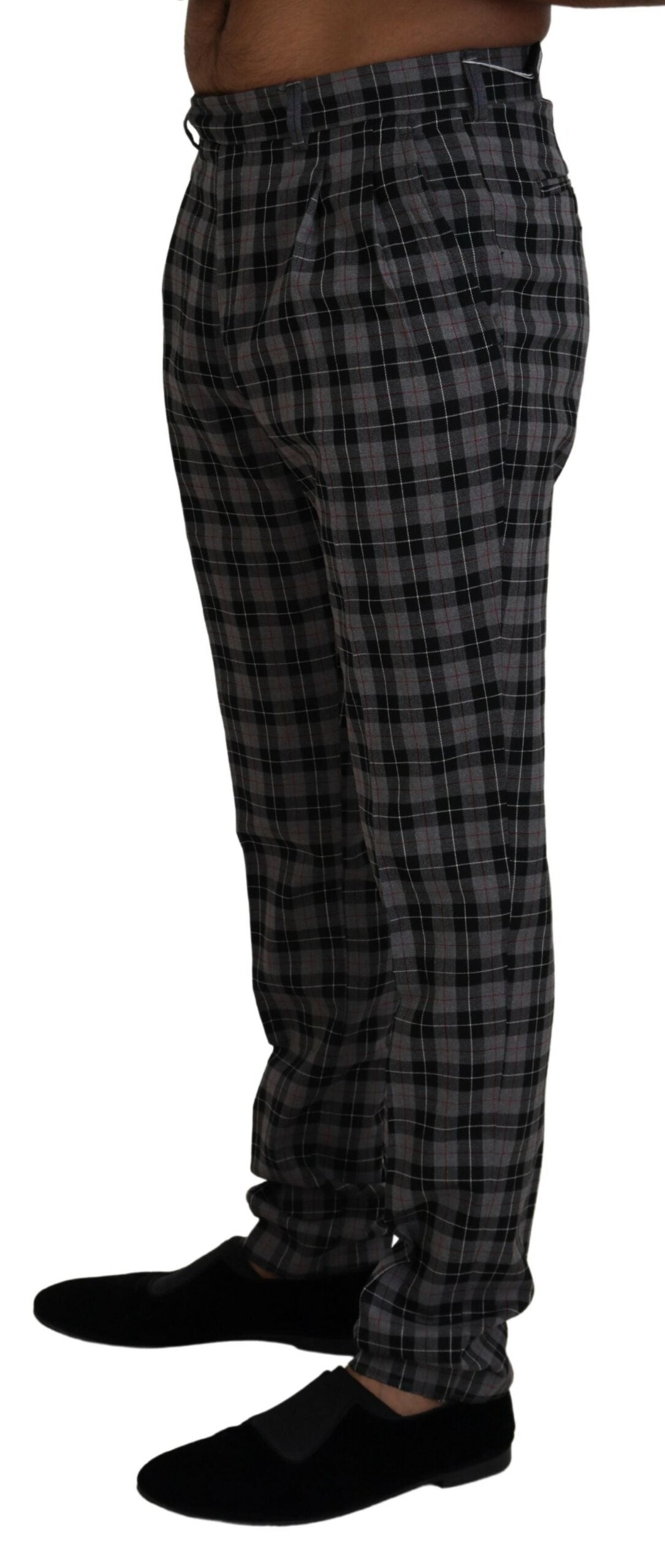 BENCIVENGA Elegant Gray Checked Gentleman's Men's Chinos