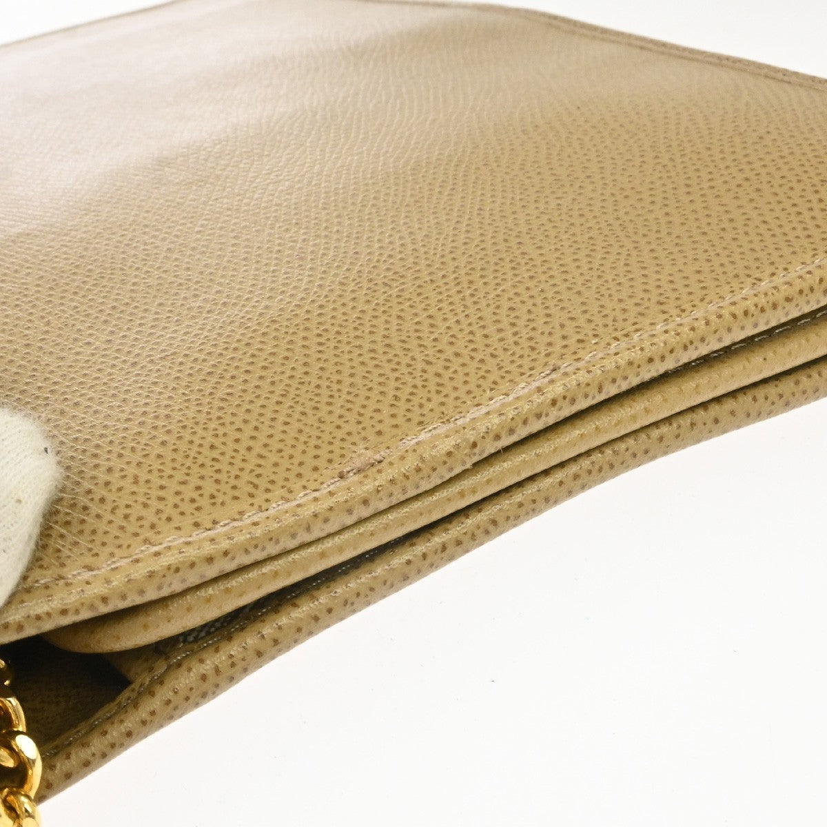 Christian Dior Vintage Chain Flap Leather Beige Leather Shoulder Bag Bag (Pre-Owned)