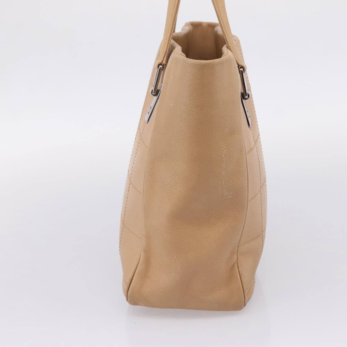 Chanel Chocolate Bar Coco Mark Leather Beige Leather Tote Bag Bag (Pre-Owned)