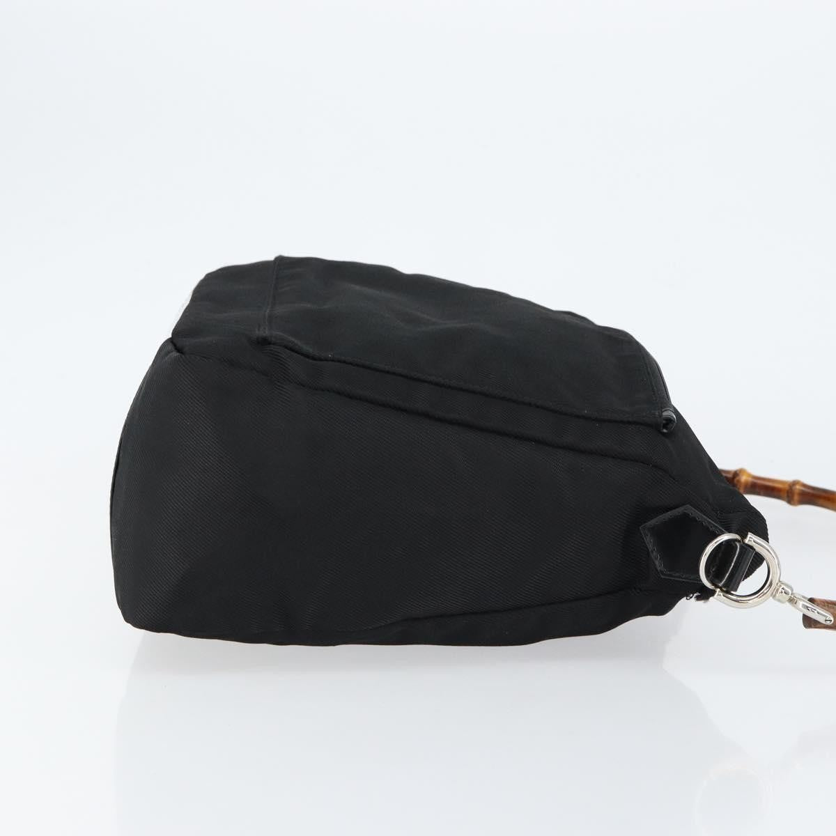 Gucci Vintage Bamboo Handle Nylon Black Nylon Handbag (Pre-Owned)