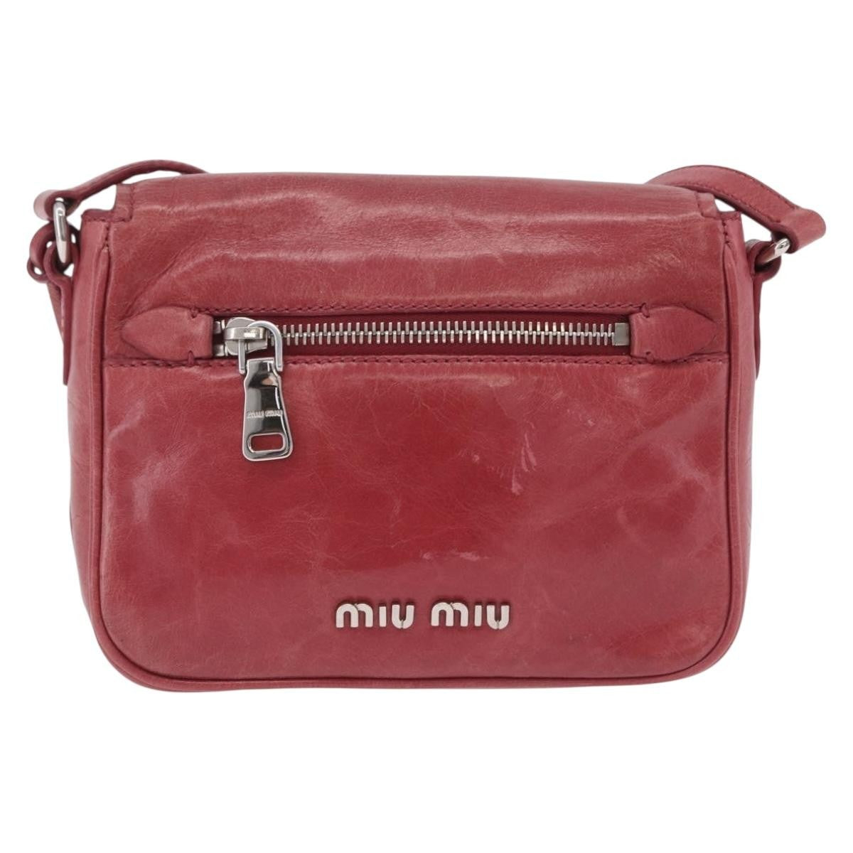 Miu Miu Madras Shoulder Leather Pink Leather Crossbody Bag Bag (Pre-Owned)