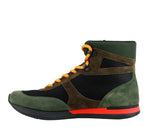 Bottega Veneta Mesh High Top Green / Brown / Black Suede Leather Sneaker 417024 3364