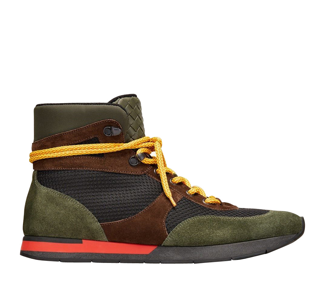 Bottega Veneta High Top Sneakers Mesh Suede Leather