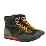 Bottega Veneta Mesh High Top Green / Brown / Black Suede Leather Sneaker 417024 3364