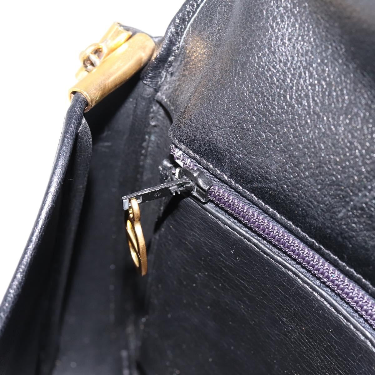 Christian Dior Shoulder Leather Black Leather Shoulder Bag Bag (Pre-Owned)