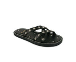 Saint Laurent Men's Black Leather Sandal With Silver Studs (39 EU / 6 US)