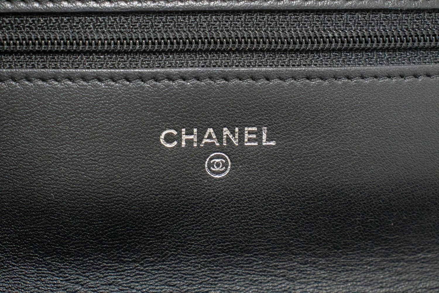 Chanel Wallet On Chain Lambskin Black Leather Shoulder Bag Bag (Pre-Owned)