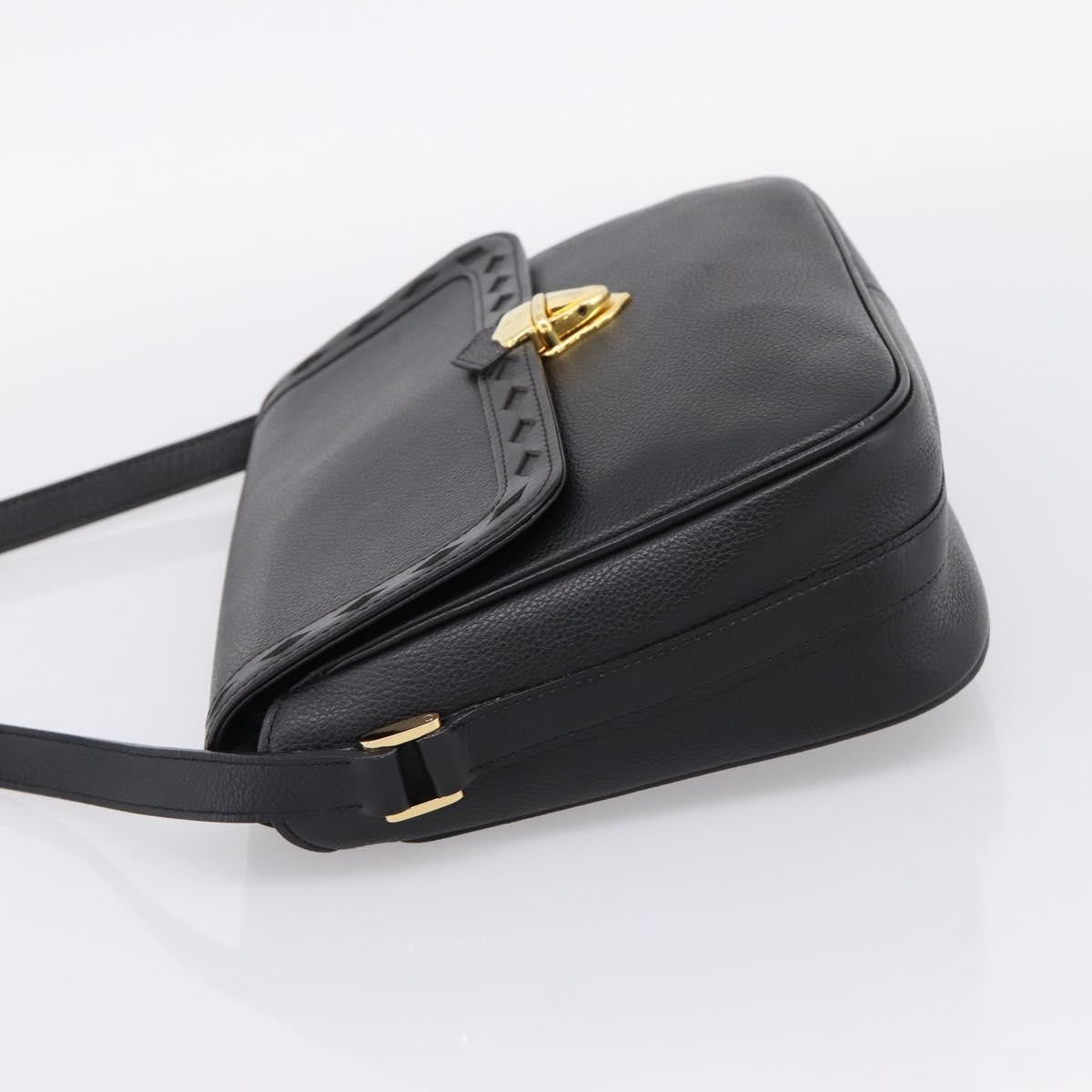 Saint Laurent Vintage Shoulder Bag Leather Black Leather Shoulder Bag Bag (Pre-Owned)