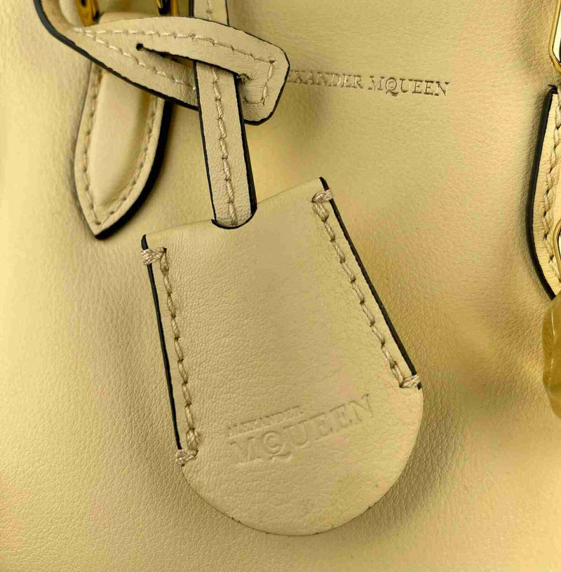 Alexander McQueen Women's Light Yellow Leather Skull Padlock Handbag
