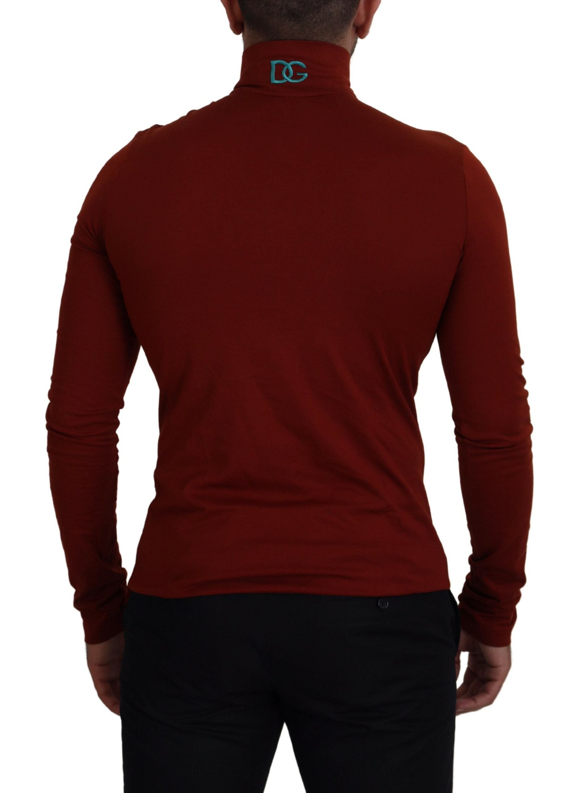 Dolce & Gabbana Elegant Maroon Collar Zip Men's Sweater