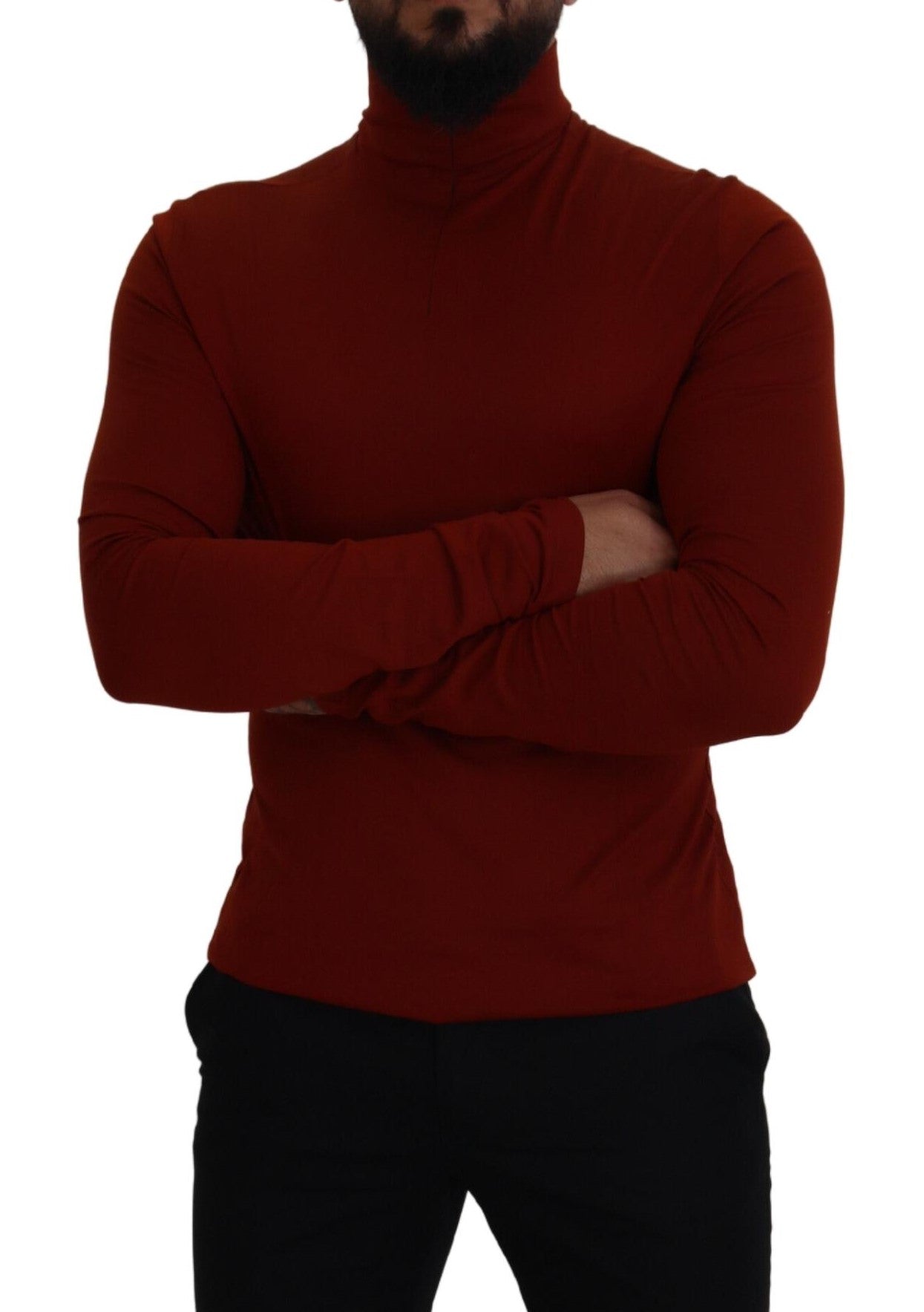 Dolce & Gabbana Elegant Maroon Collar Zip Men's Sweater