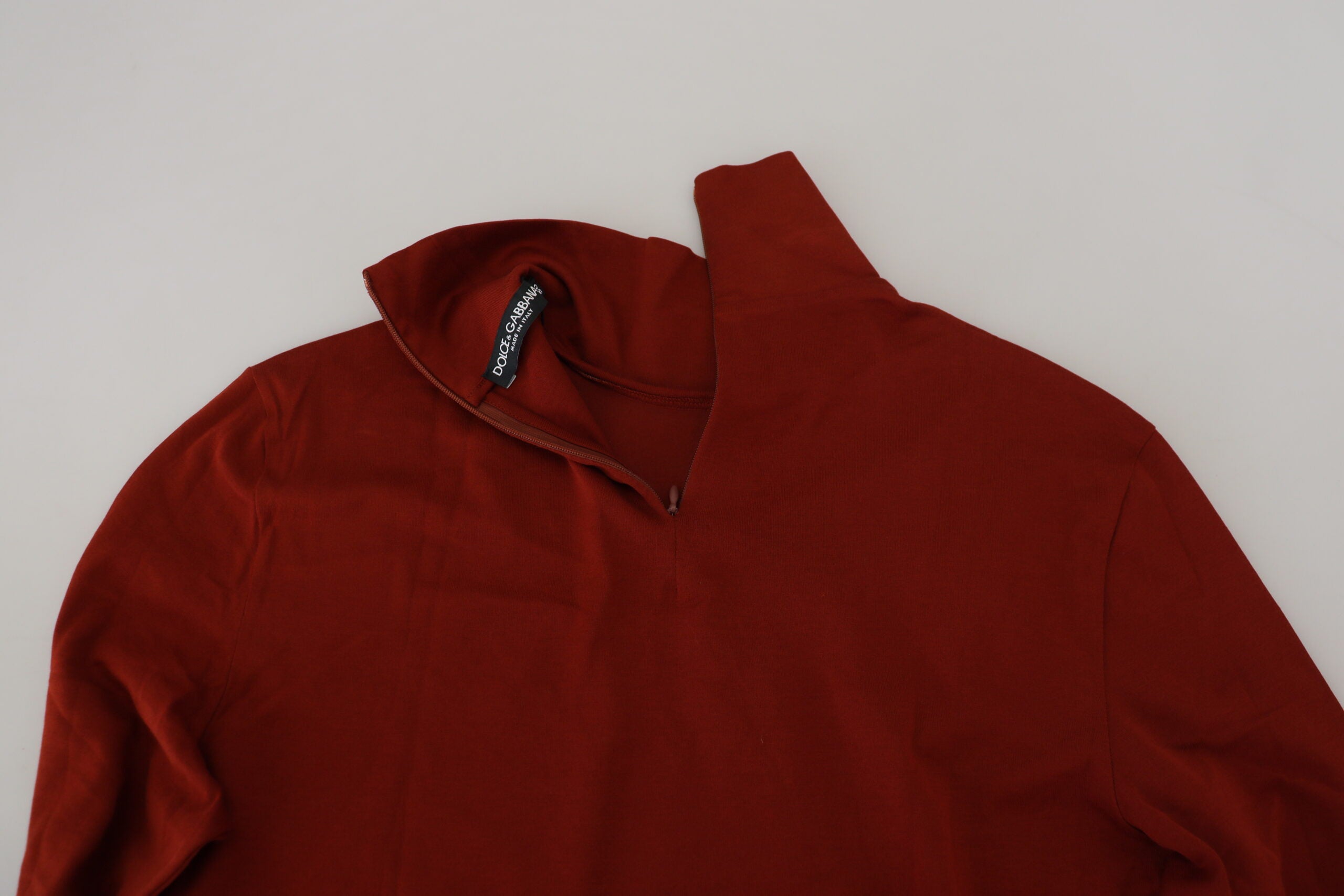 Dolce & Gabbana Elegant Maroon Collar Zip Men's Sweater