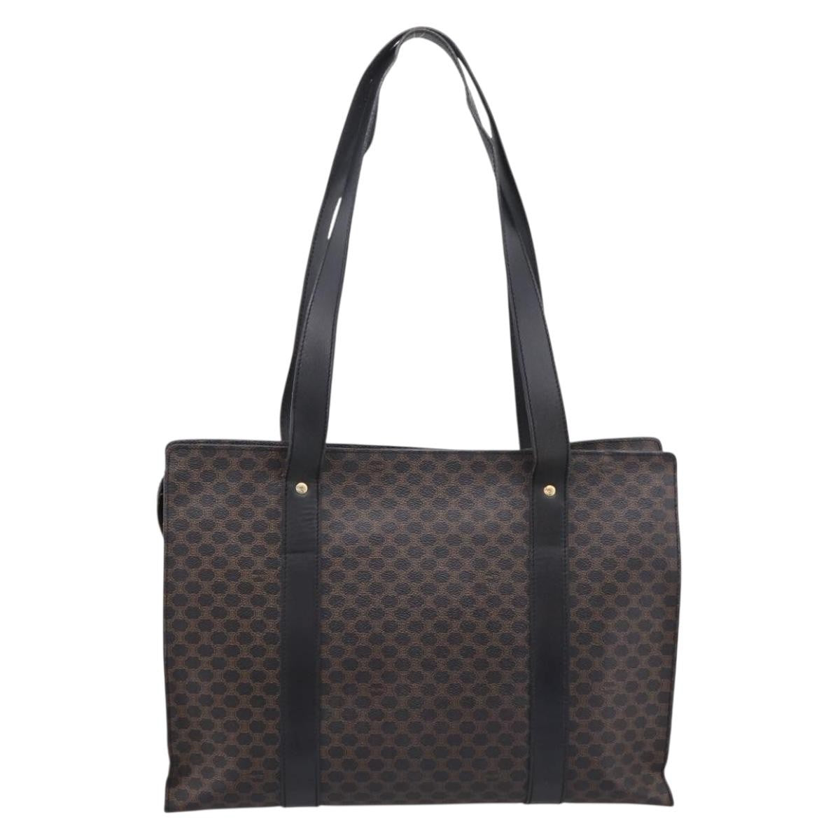Celine Vintage Macadam Shopper Coated Canvas Black Pvc Tote Bag Bag (Pre-Owned)