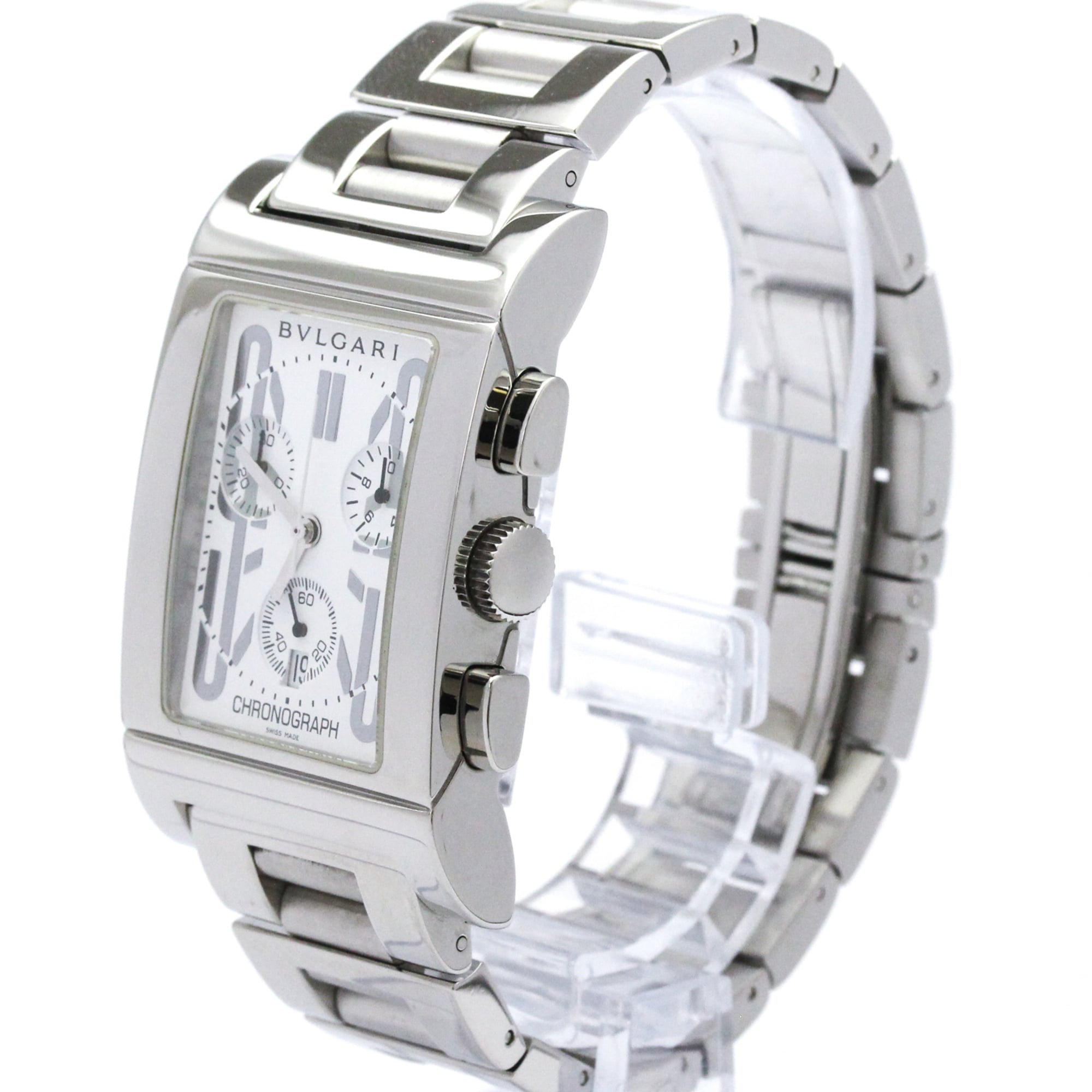 Bvlgari Bvlgari Rettangolo Chronograph Quartz Stainless Steel Watch (Pre-Owned)