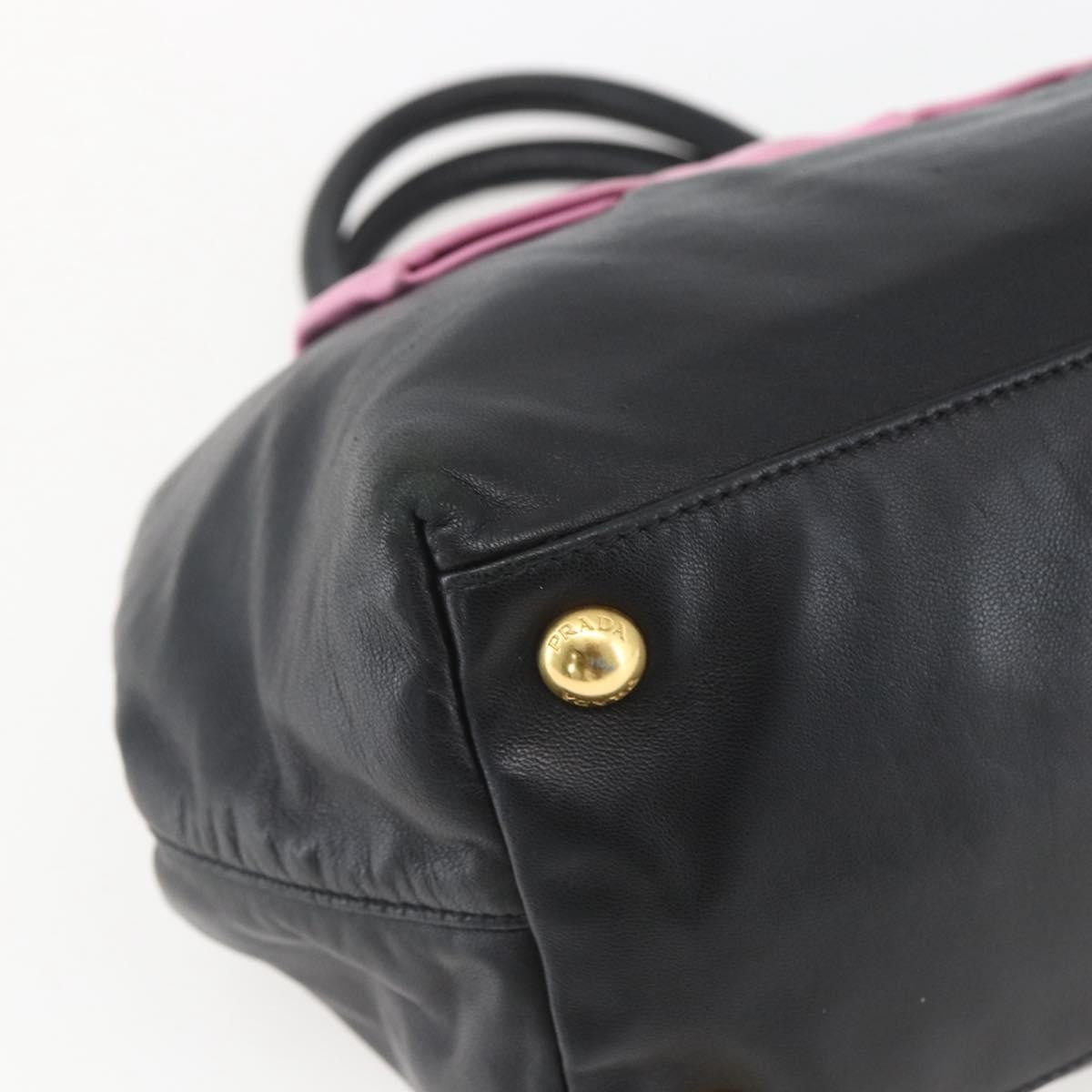 Prada Bow Tote Leather Black Leather Tote Bag Bag (Pre-Owned)