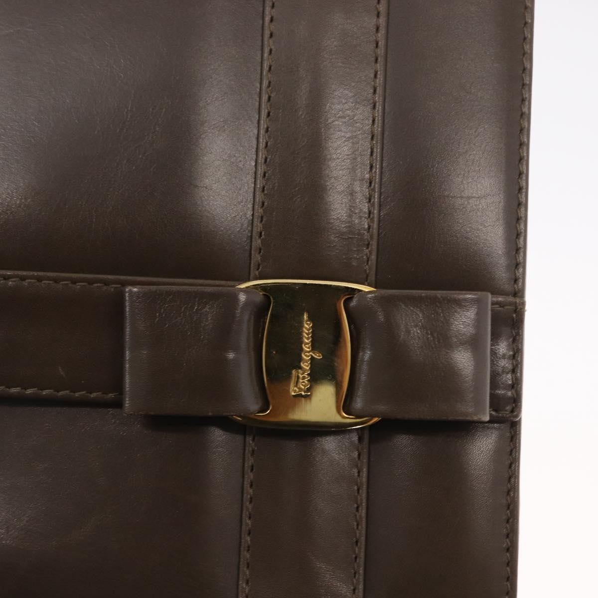 Salvatore Ferragamo Vara Leather Brown Leather Shoulder Bag Bag (Pre-Owned)