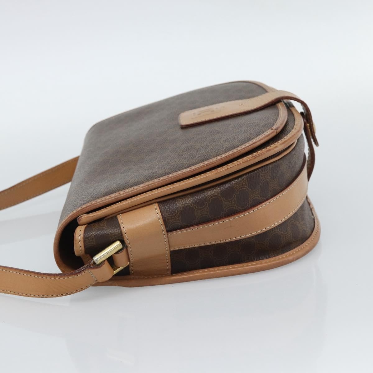 Celine Vintage Macadam Canvas And Leather Brown Canvas Shoulder Bag Bag (Pre-Owned)