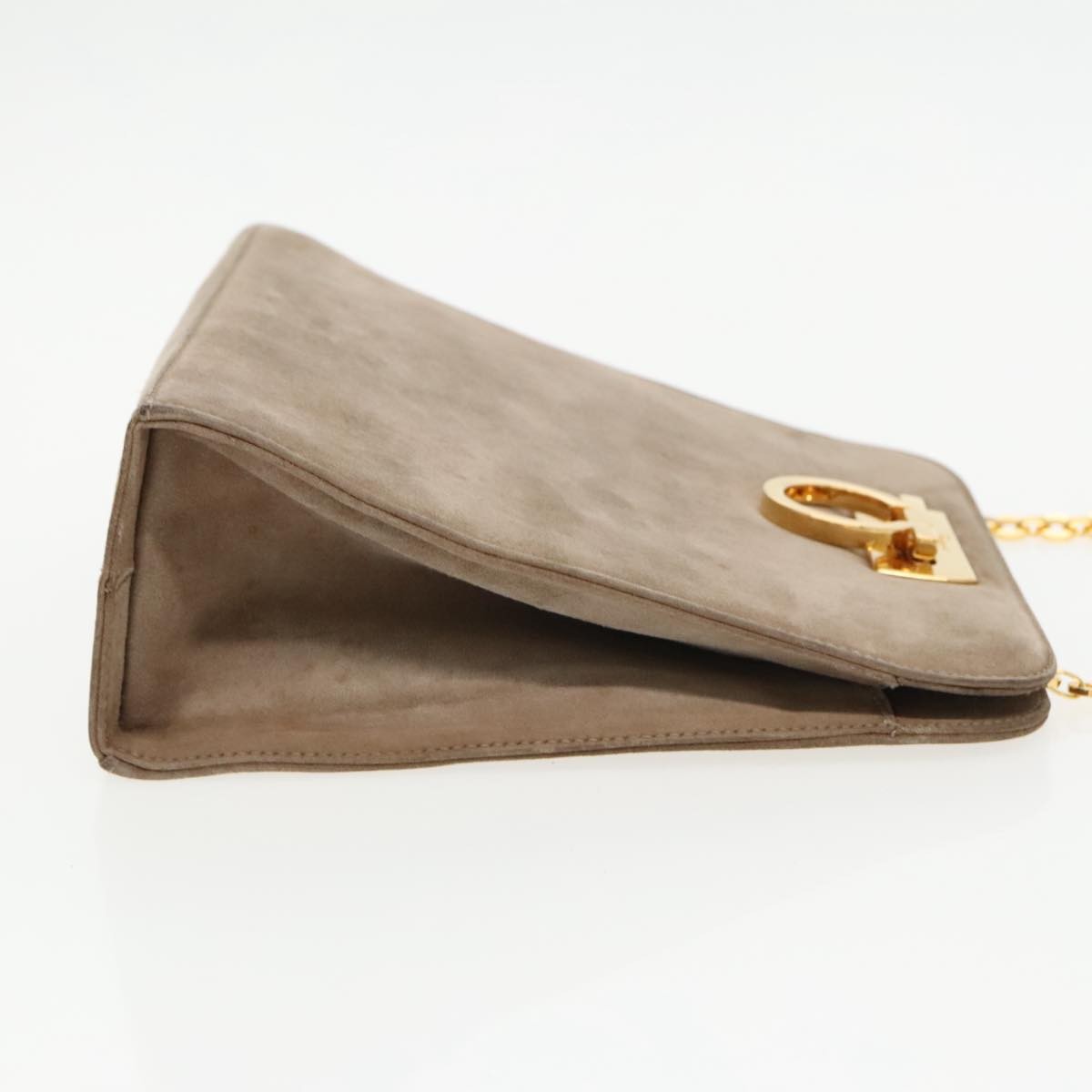 Salvatore Ferragamo Vintage Gancini Chain Suede Brown Suede Shoulder Bag Bag (Pre-Owned)