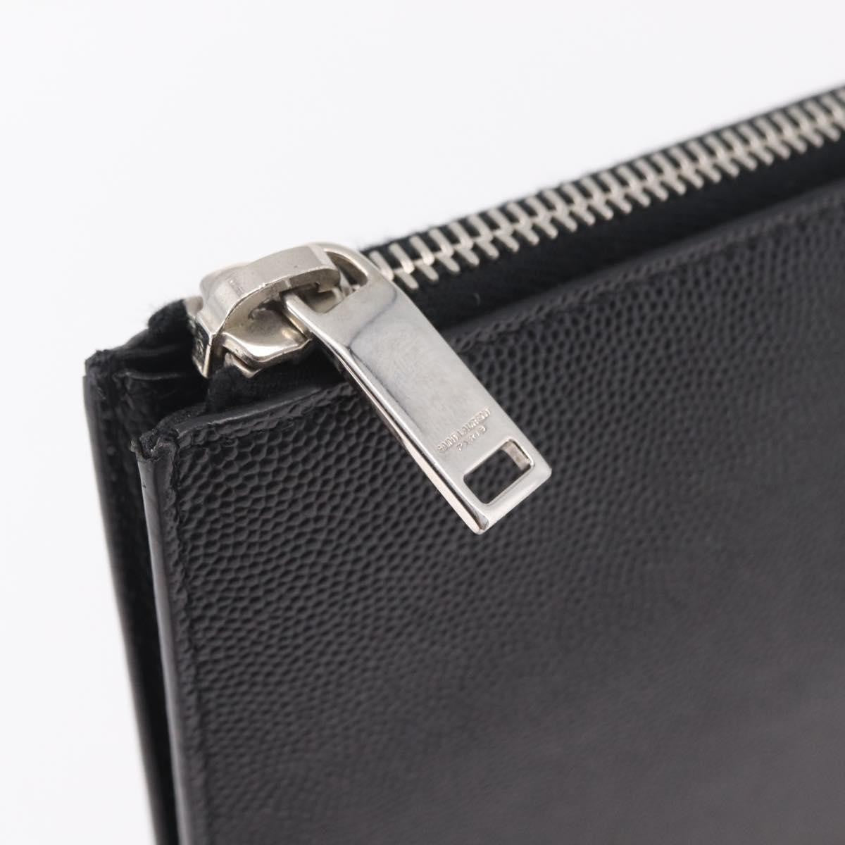 Saint Laurent Letters Zip Clutch Leather Black Leather Clutche & Pouche Bag (Pre-Owned)