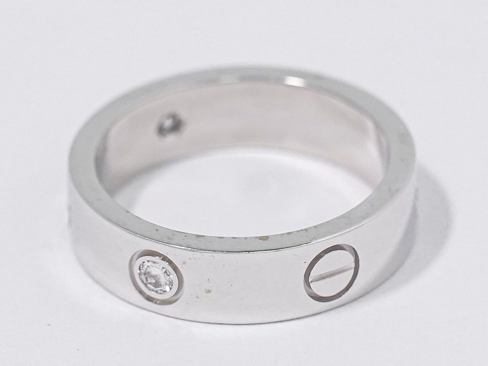 Cartier Love Wedding Band 1 Diamond 18K White Gold With Diamond White White_Gold Ring Jewelry (Pre-Owned)