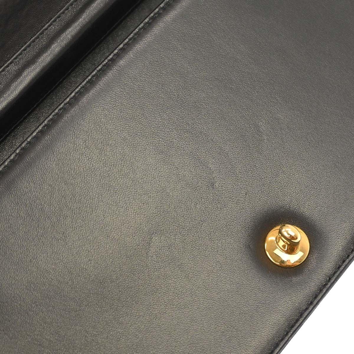 Chanel Vintage Full Flap Quilted Lambskin Black Leather Shoulder Bag Bag (Pre-Owned)