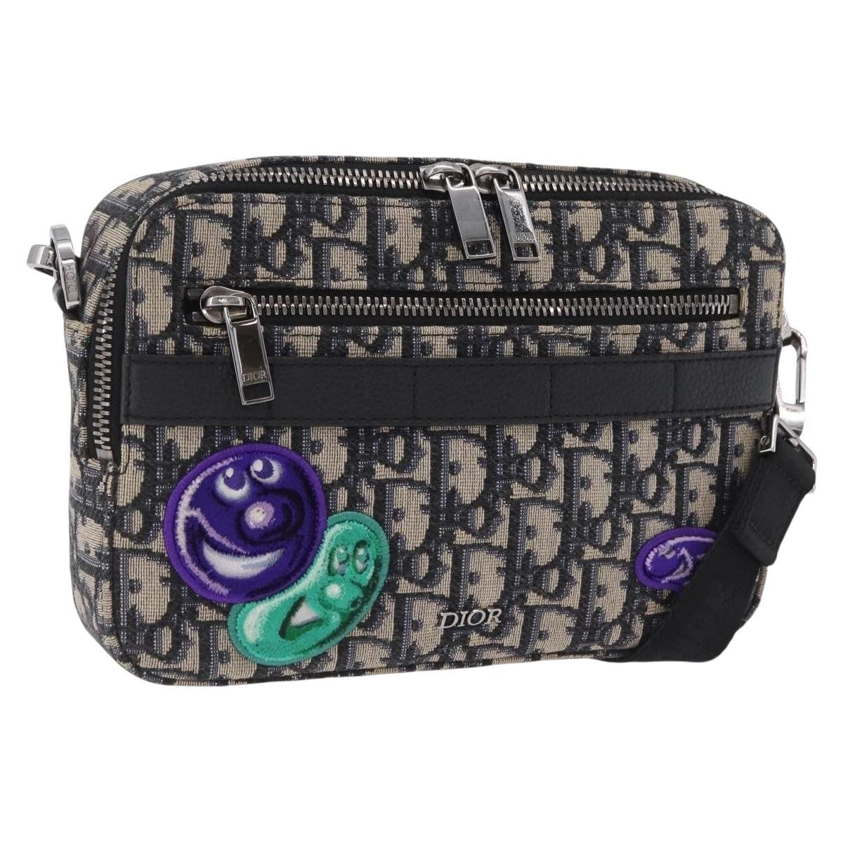 Christian Dior Kenny Scharf Safari Messenger Oblique Canvas With Applique Navy Canvas Handbag (Pre-Owned)