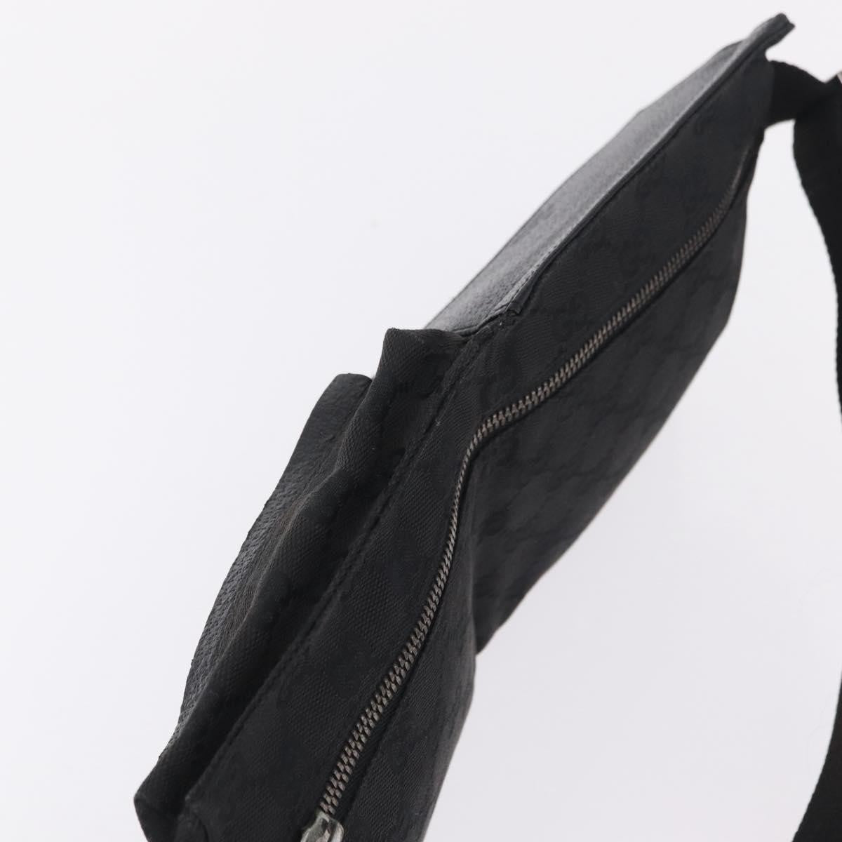 Gucci Two Pocket Belt Bag Gg Canvas Black Canvas Handbag (Pre-Owned)