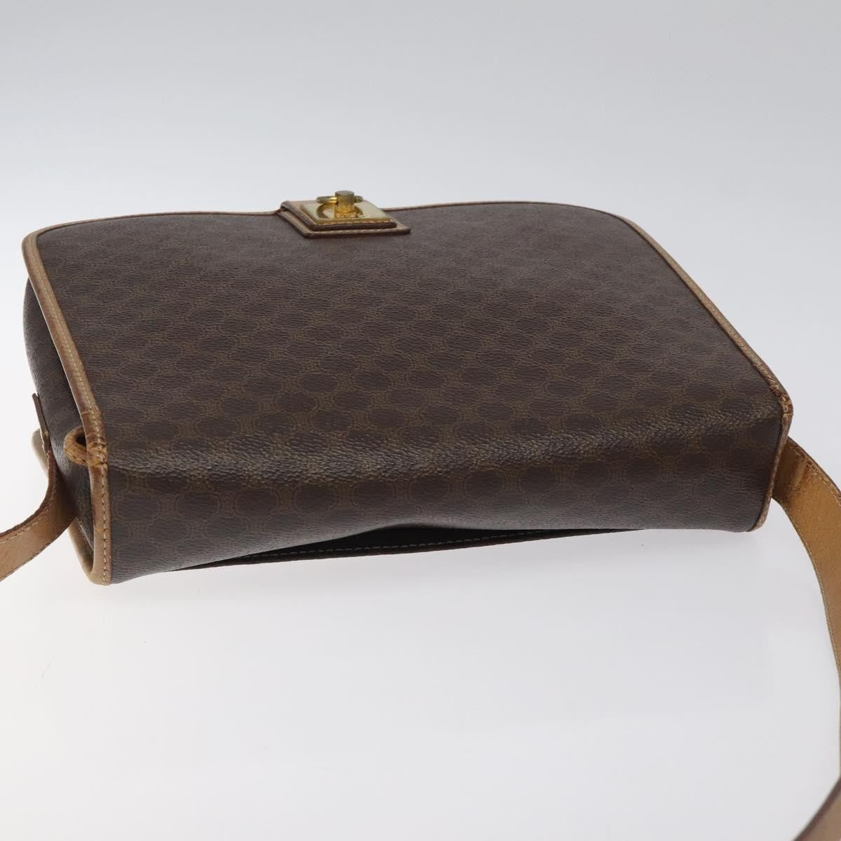 Celine Vintage Macadam Canvas And Leather Brown Canvas Shoulder Bag Bag (Pre-Owned)