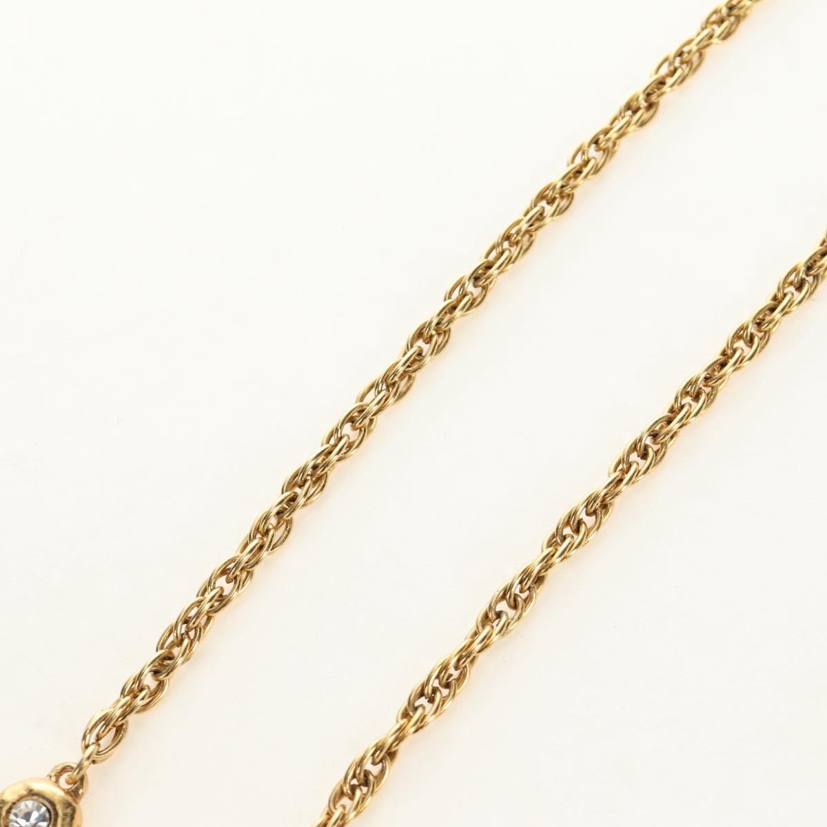 Chanel Cc Pendant Metal With Crystals Gold Metal Necklace Jewelry (Pre-Owned)