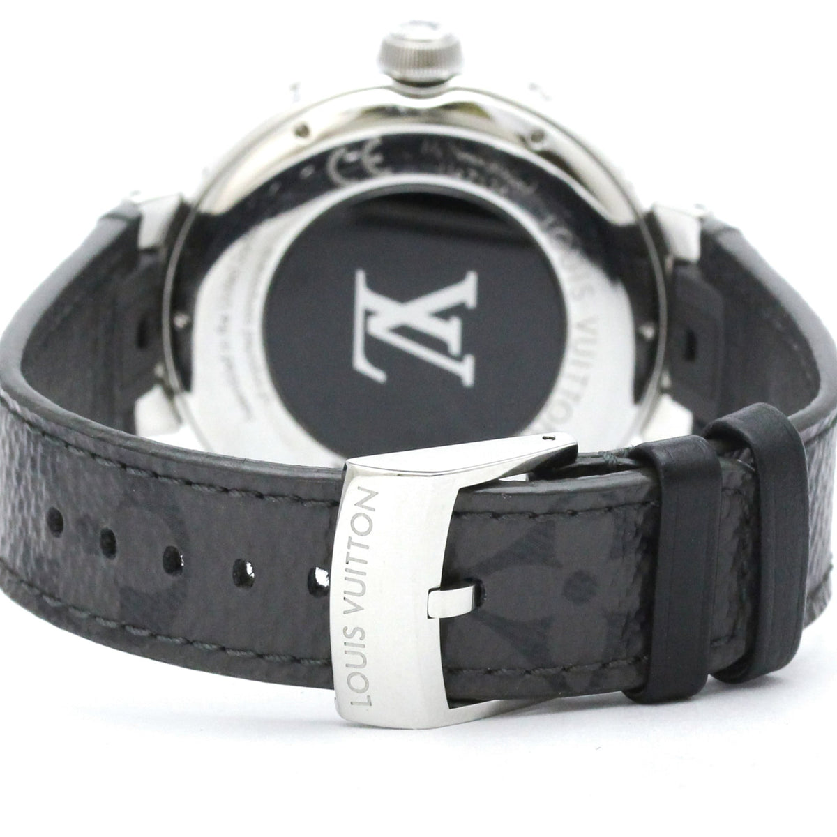 Louis Vuitton Tambour Horizon Connected Quartz Smartwatch Stainless Steel And Monogram Eclipse Split Canvas Watch (Pre-Owned)