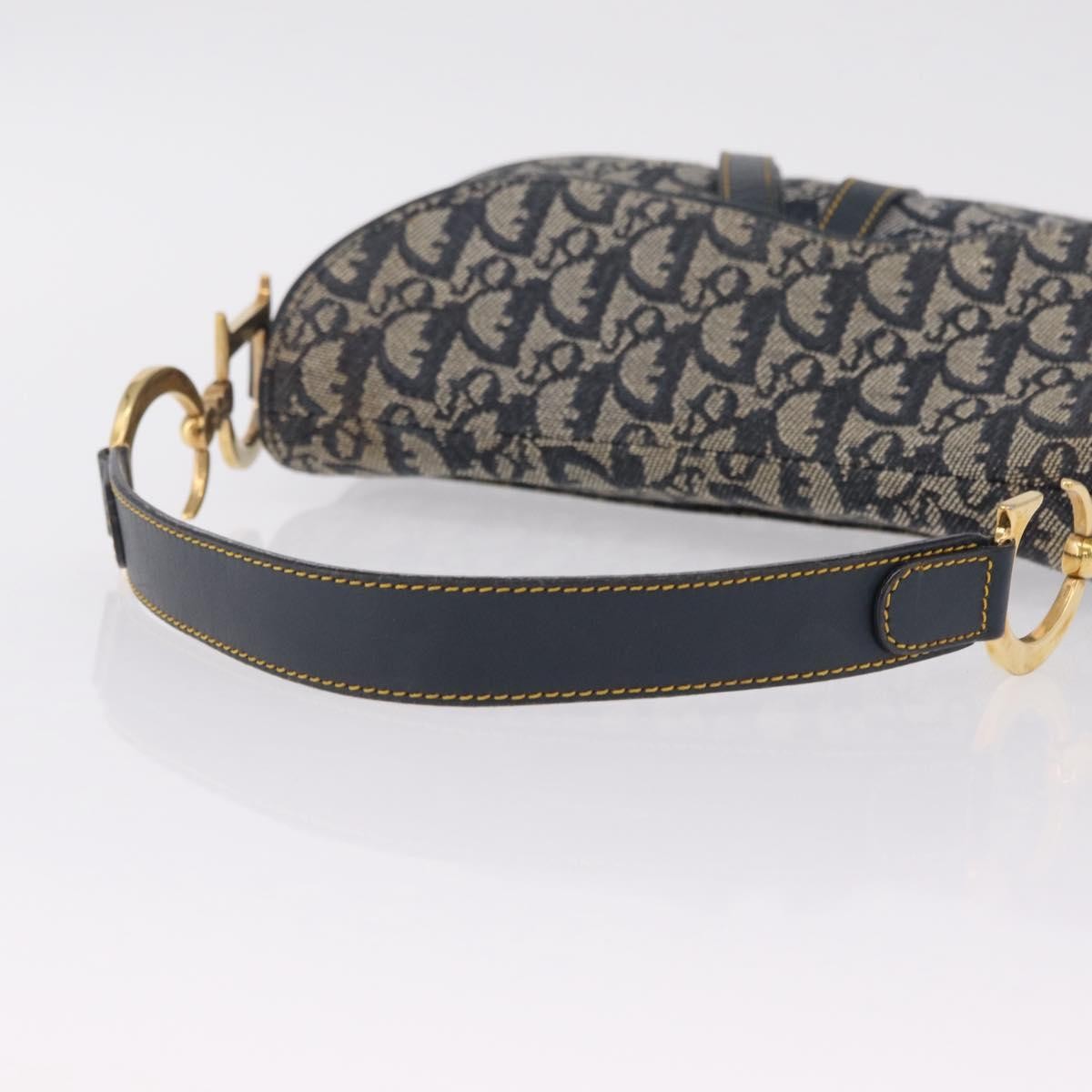 Christian Dior Vintage Double Saddle Diorissimo Canvas Navy Canvas Handbag (Pre-Owned)