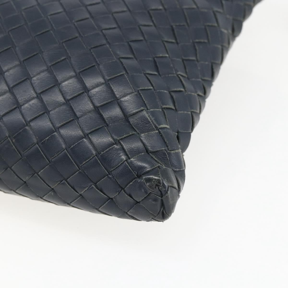 Bottega Veneta Flat Messenger Intrecciato Nappa Navy Leather Crossbody Bag Bag (Pre-Owned)