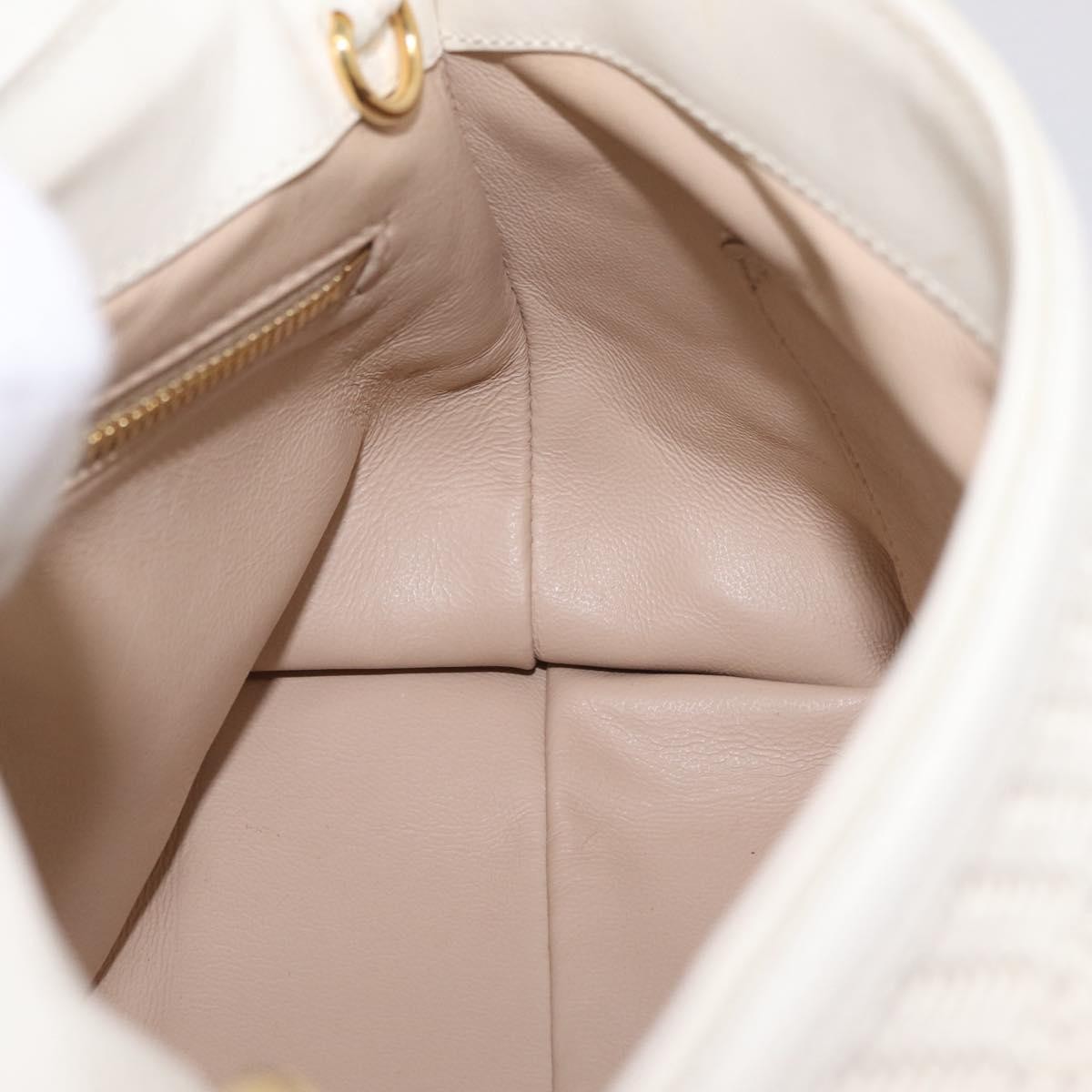 Salvatore Ferragamo Sofia Satchel Woven Leather White Leather Handbag (Pre-Owned)