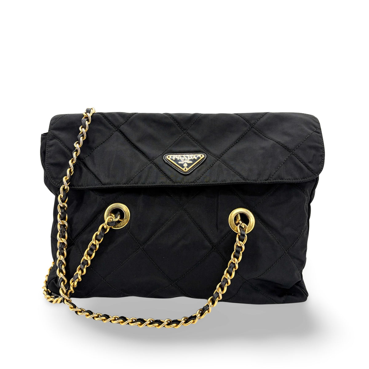 Prada Convertible Quilted Tessuto Black Nylon Shoulder Bag Bag (Pre-Owned)