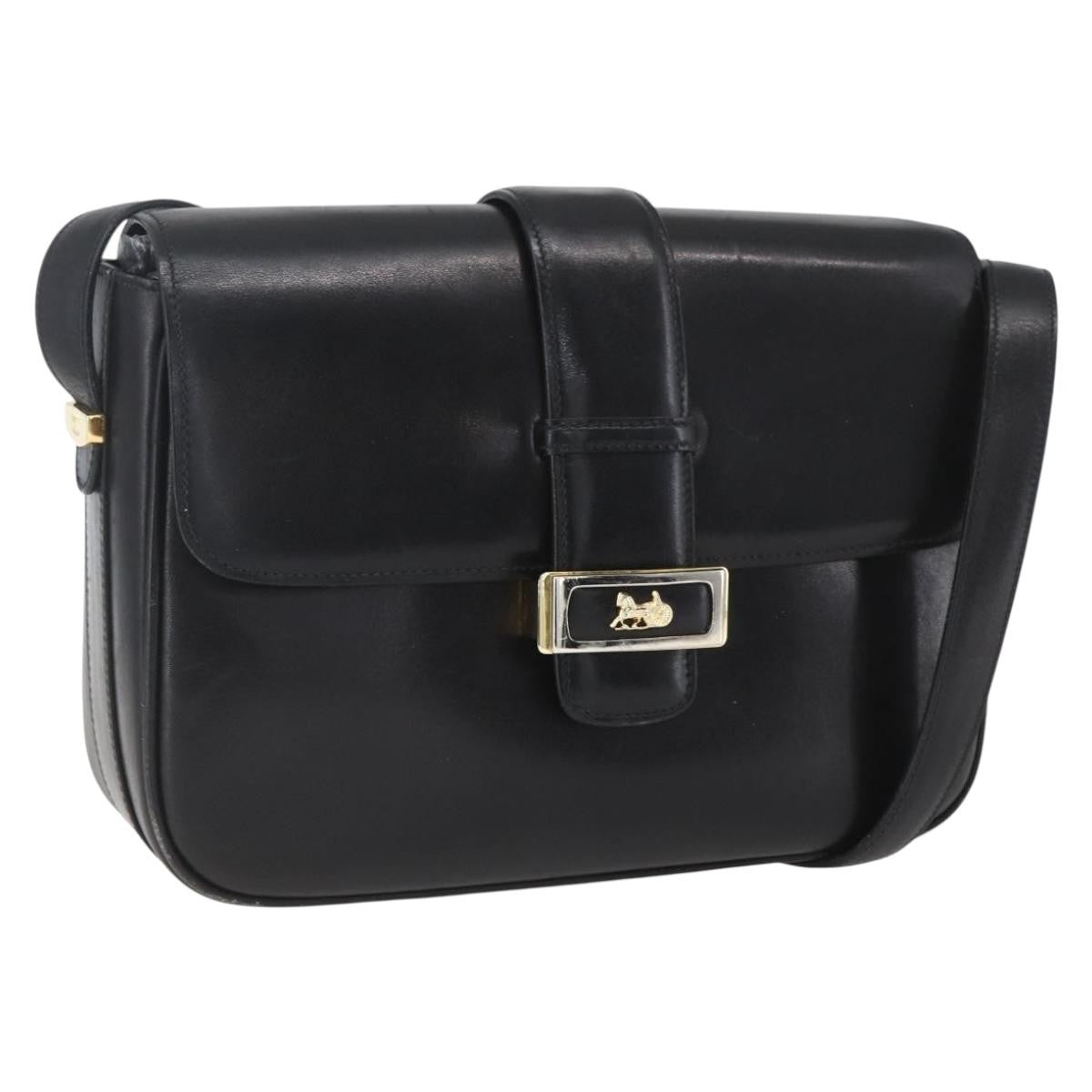 Celine Horse Carriage Leather Black Leather Shoulder Bag Bag (Pre-Owned)