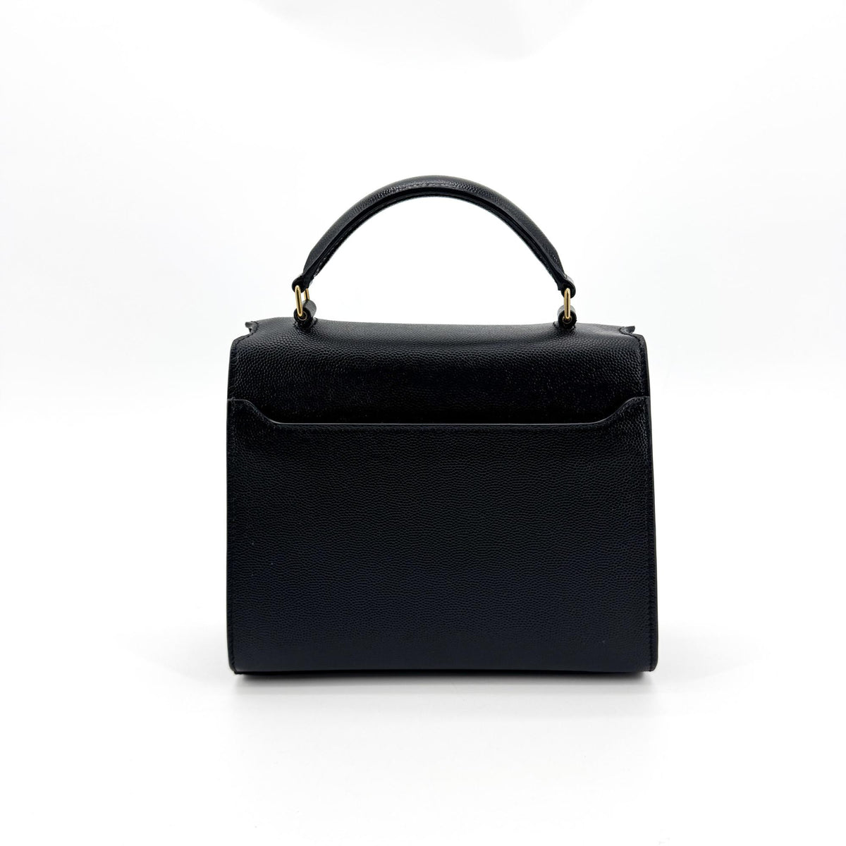 Saint Laurent Cassandra Leather Black Leather Shoulder Bag Bag (Pre-Owned)