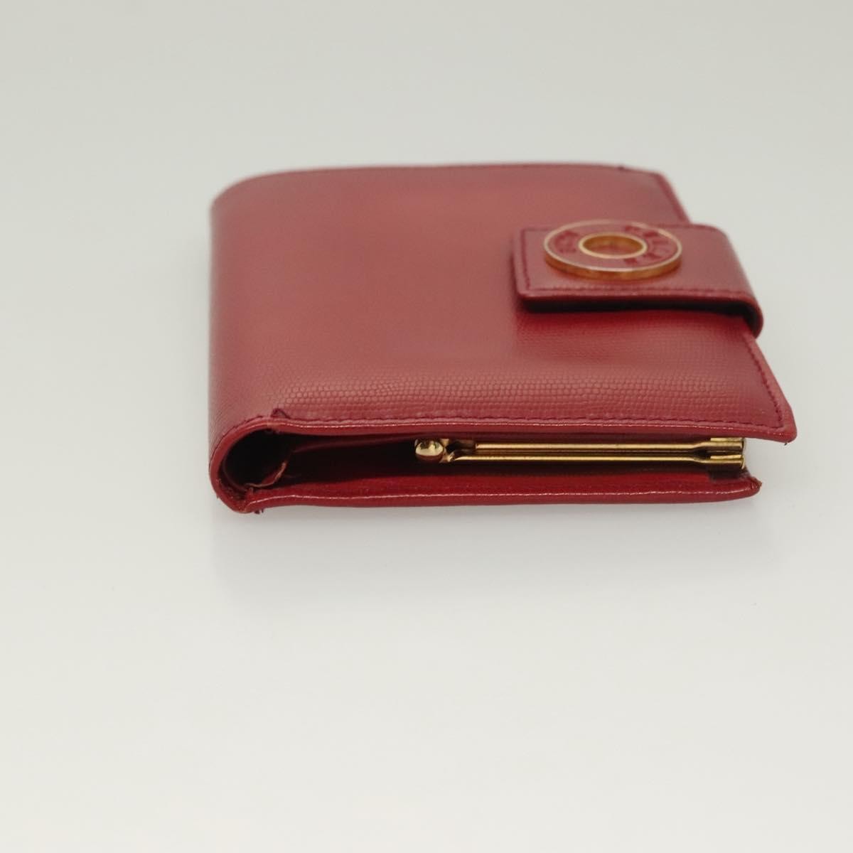 Celine Circle Logo Compact Leather Red Leather Wallets Accessory (Pre-Owned)