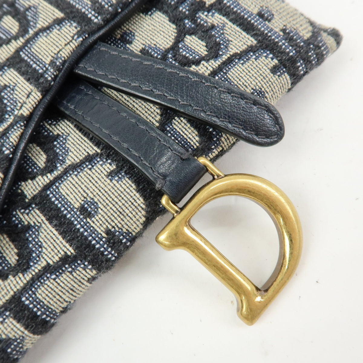 Christian Dior Saddle Pouch Leather Beige Canvas Clutche & Pouche Bag (Pre-Owned)