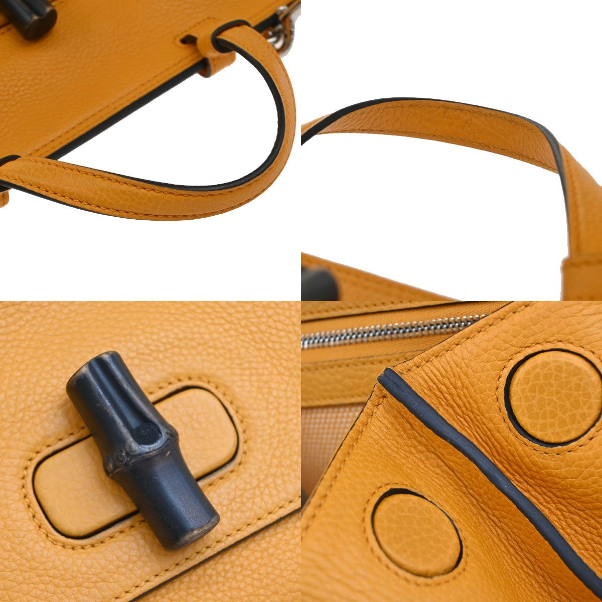 Gucci Bamboo Daily Top Handle Leather Orange Leather Handbag (Pre-Owned)