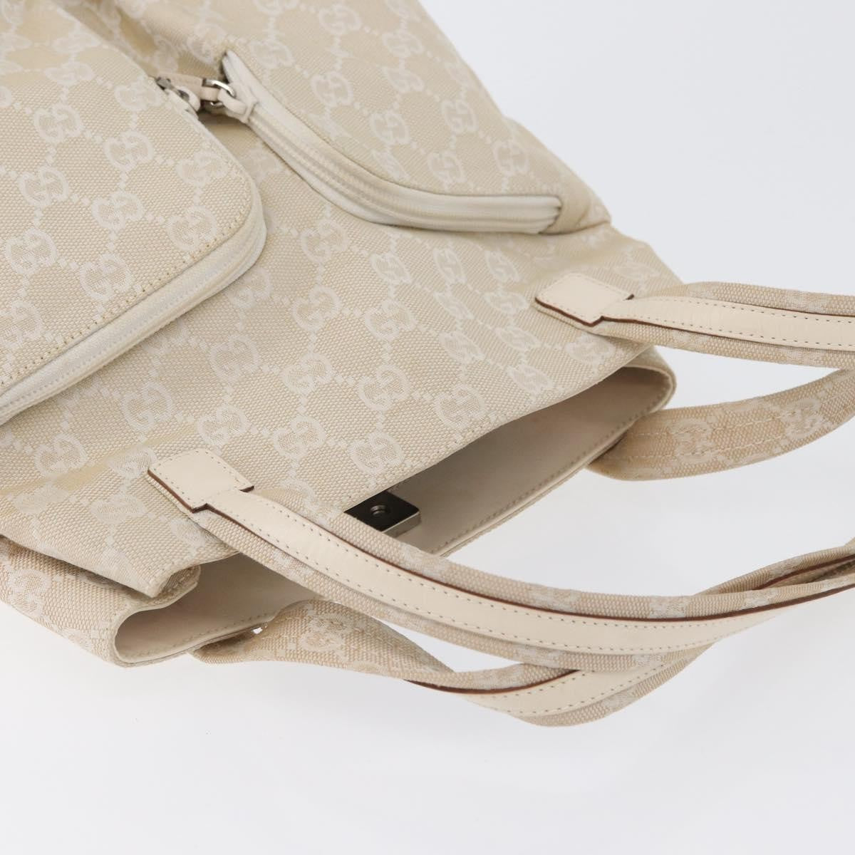 Gucci Double Pocket Tote Gg Canvas And Leather Ecru Canvas Handbag (Pre-Owned)
