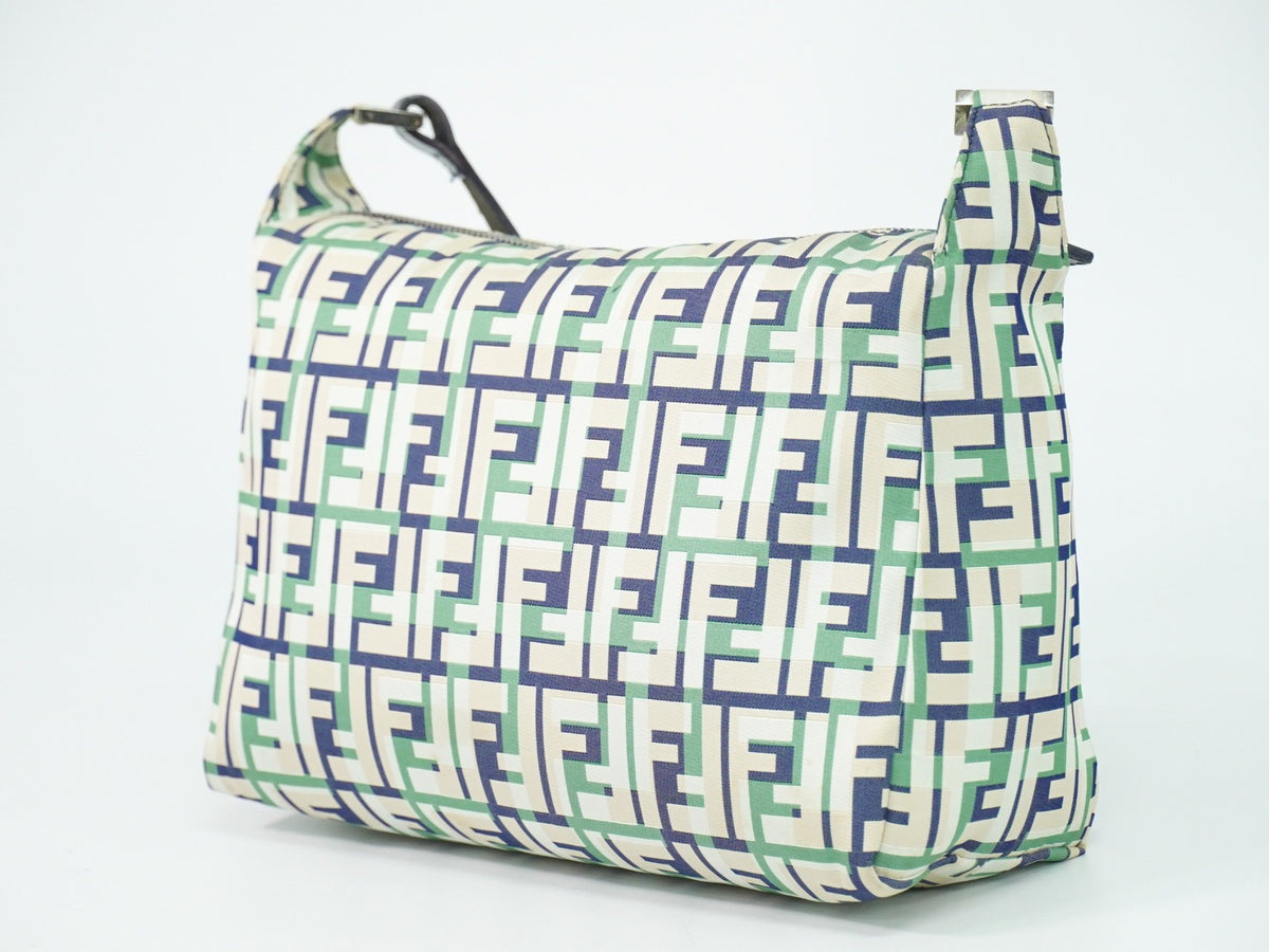 Fendi Mamma Baguette Zucca Jacquard Velvet Multicolour Canvas Shoulder Bag Bag (Pre-Owned)