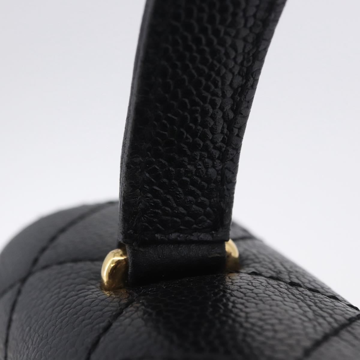 Chanel Coco Top Handle Quilted Caviar With Lizard Black Leather Handbag (Pre-Owned)
