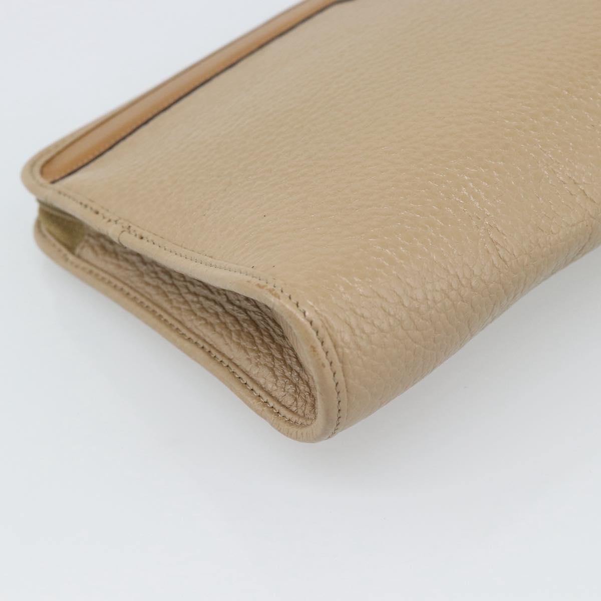 Christian Dior Vintage Zip Pochette Leather Beige Leather Clutche & Pouche Bag (Pre-Owned)