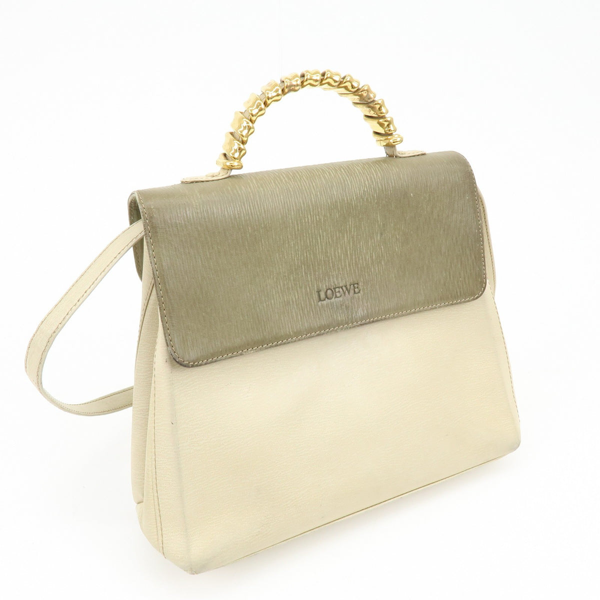 Loewe Vintage Velazquez Top Handle Leather Beige Leather Handbag (Pre-Owned)