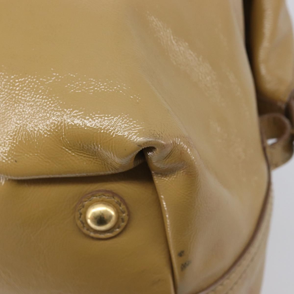 Saint Laurent Easy Y Satchel Patent Beige Patent_Leather Handbag (Pre-Owned)