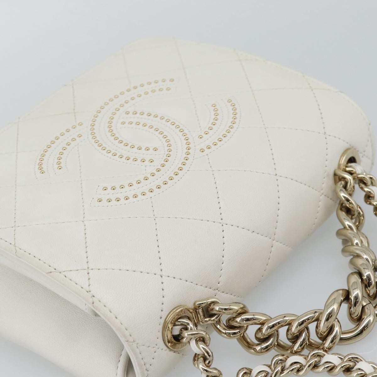 Chanel Beauty Begins Flap Quilted Lambskin White Leather Shoulder Bag Bag (Pre-Owned)