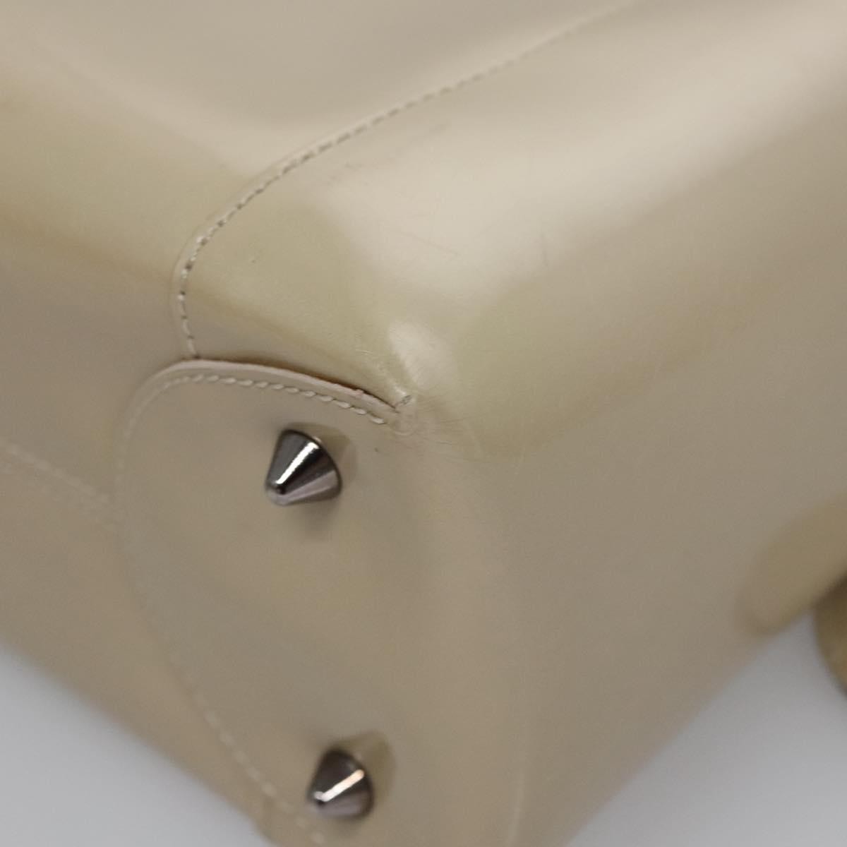Christian Dior Pearl Lady Dior Patent Leather Beige Patent_Leather Handbag (Pre-Owned)